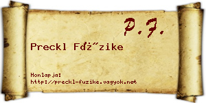Preckl Füzike névjegykártya